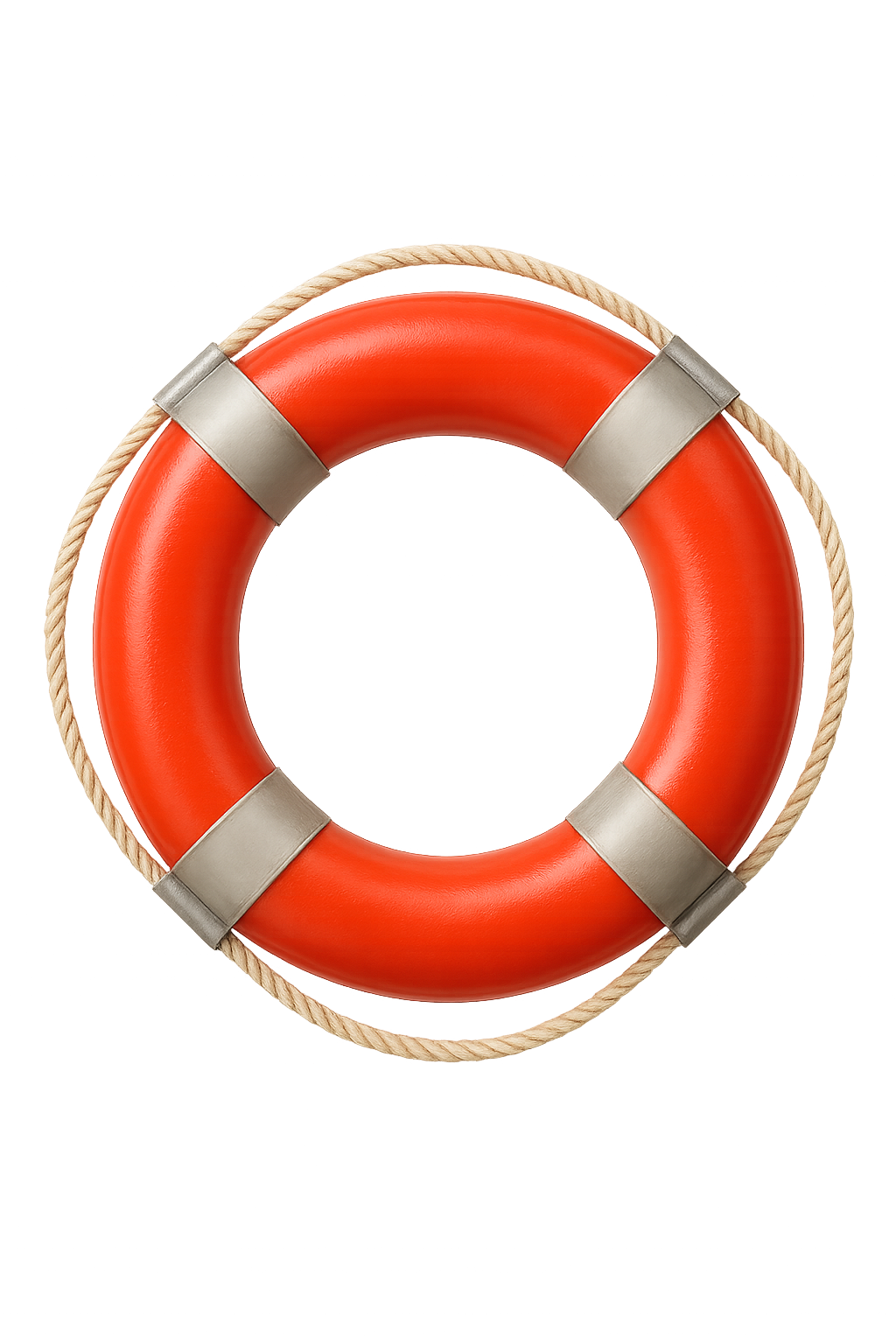 Red life buoy ring isolated on transparent background