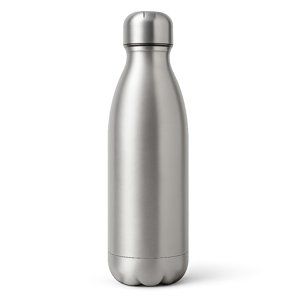 Mockup botol air baja tahan karat di latar belakang transparan