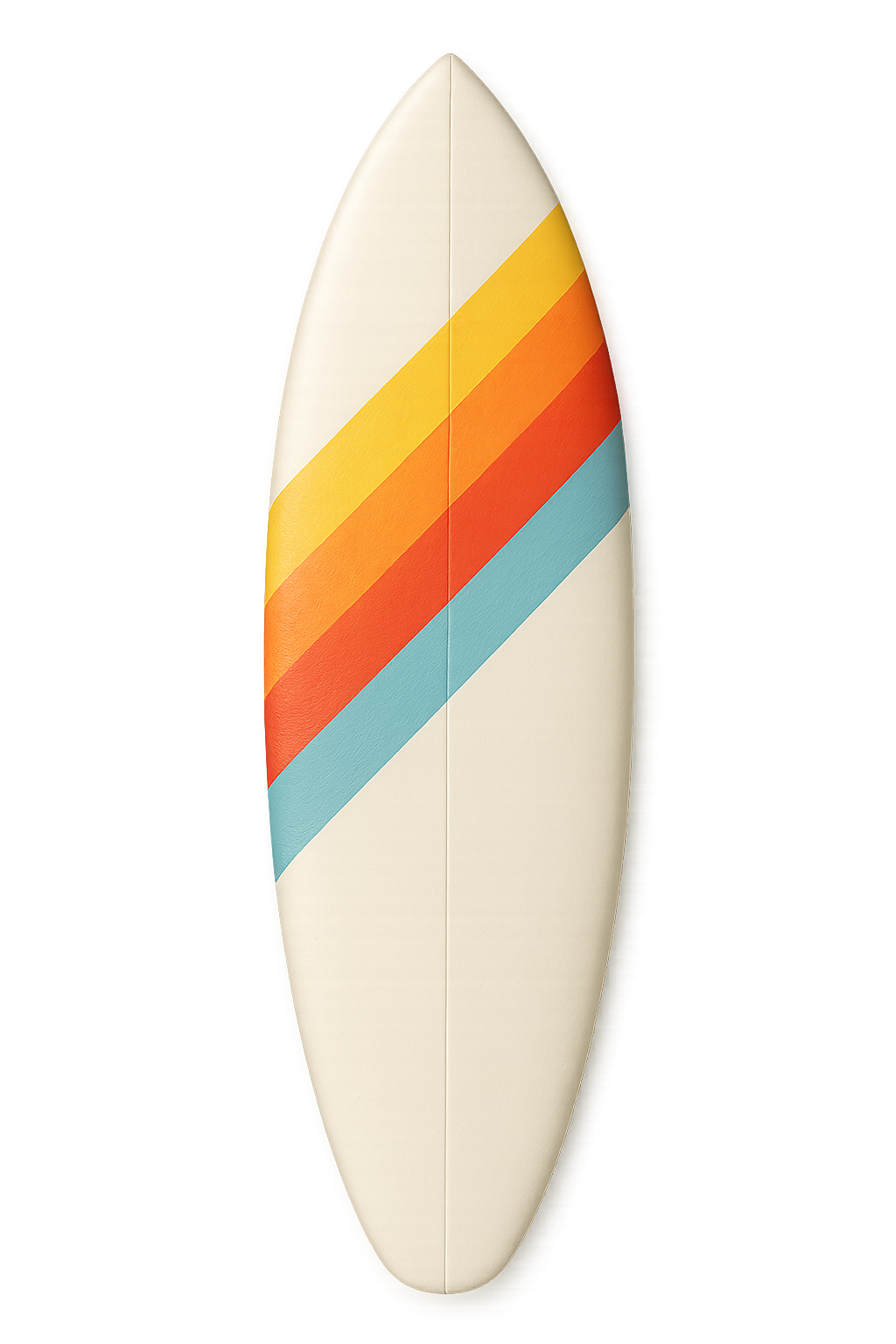 Surfboard with colorful stripes isolated on transparent background