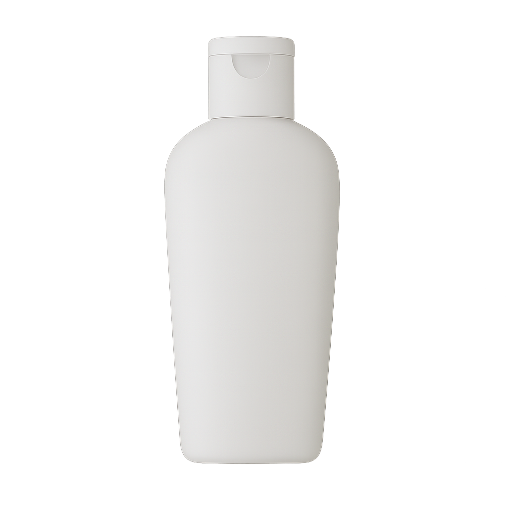 Mockup botol tabir surya putih di latar belakang transparan