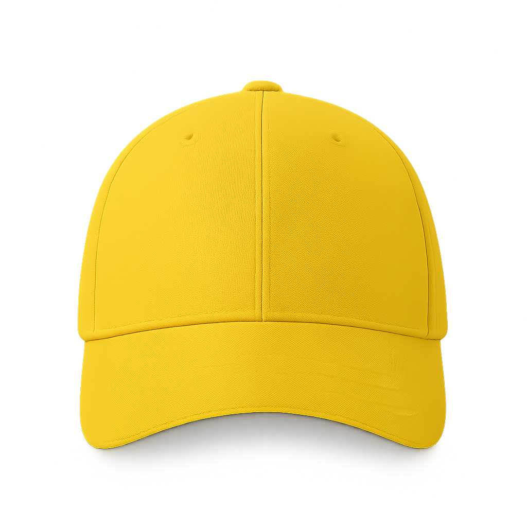 Yellow baseball cap front view mockup isolated on transparent background