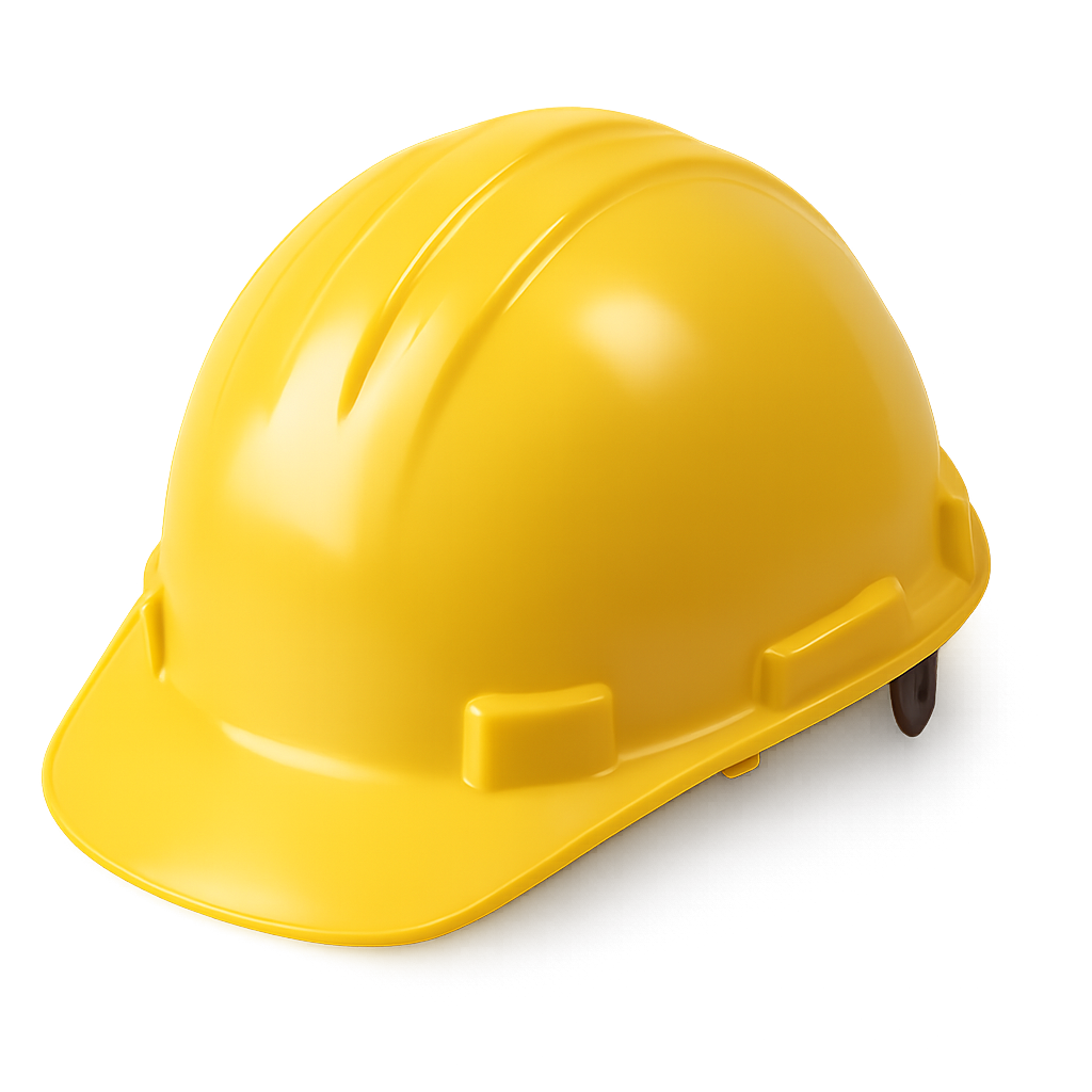 Helm proyek kuning realistis di latar belakang transparan