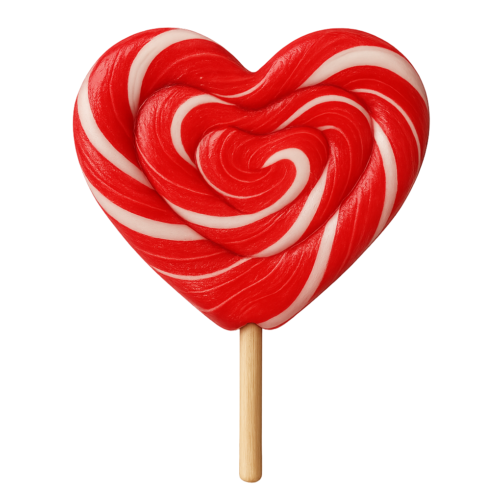 Red heart lollipop on a stick