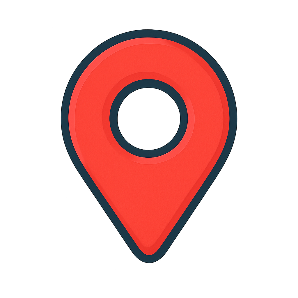 Red map pin icon on transparent background