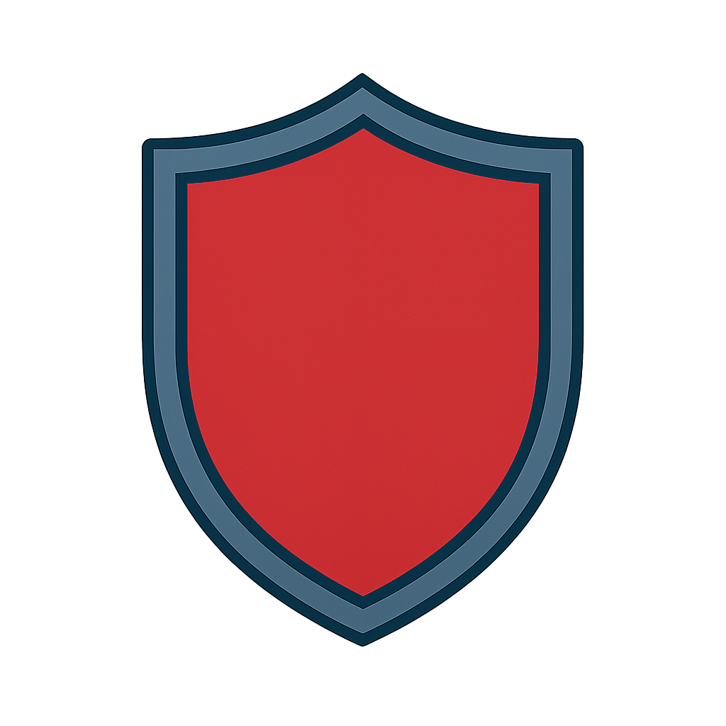 Red shield icon isolated on transparent background
