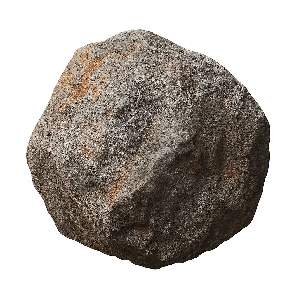Smooth river stone isolated on transparent background