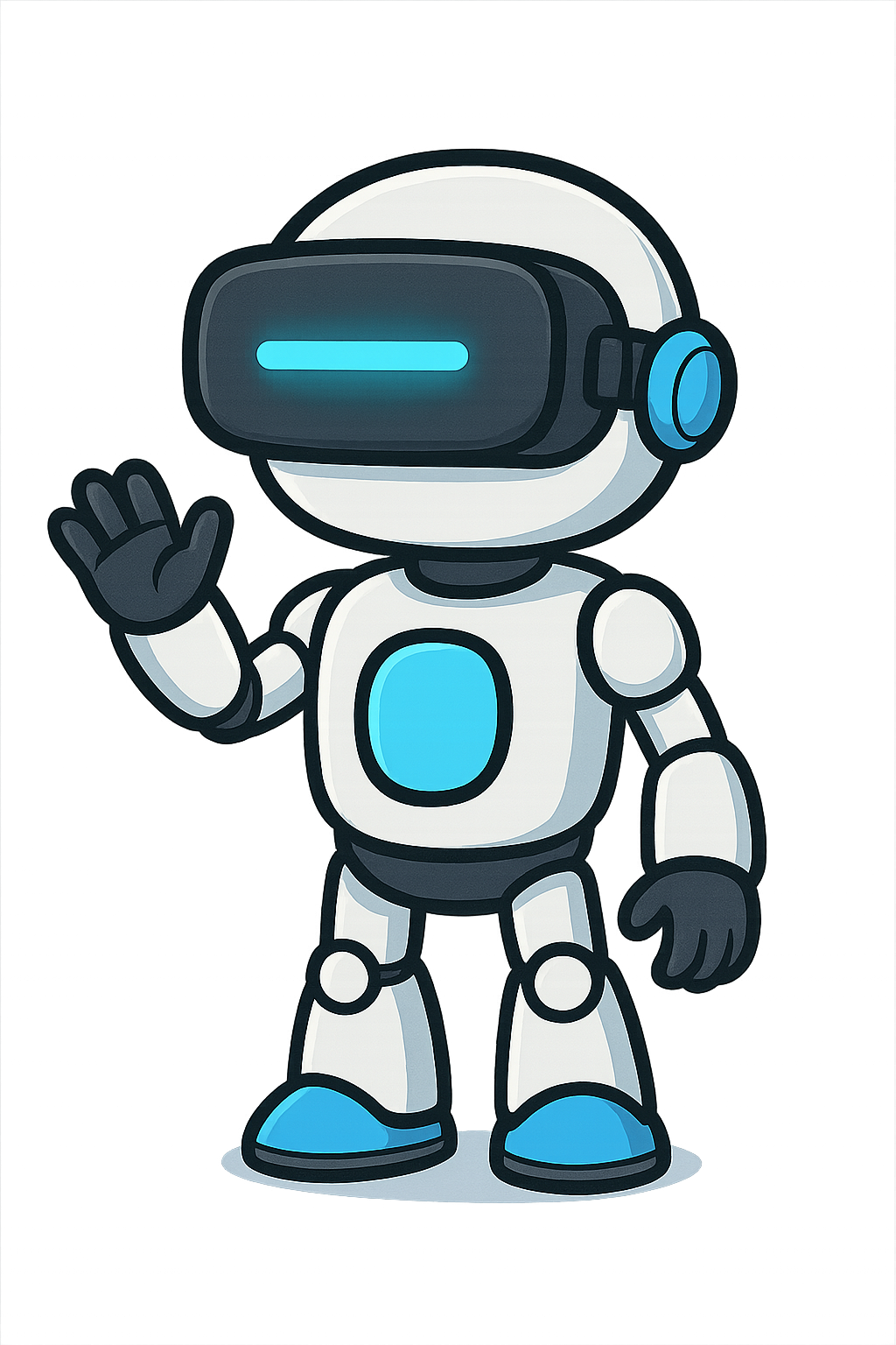 Robot lucu bergaya kartun dengan ekspresi wajah di latar belakang transparan
