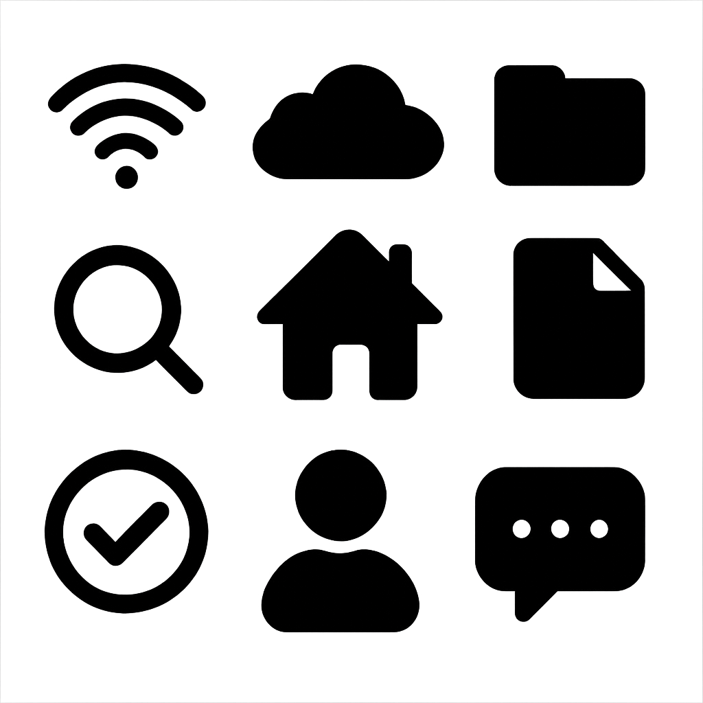 Flat UI icon pack on transparent background