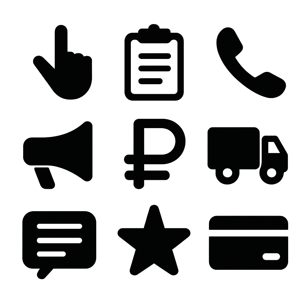 Collection of user interface icons in modern style