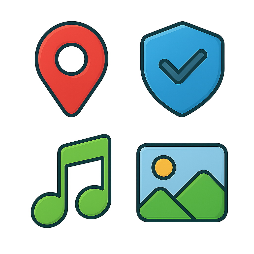 Pack of minimal vector-style design icons on transparent background