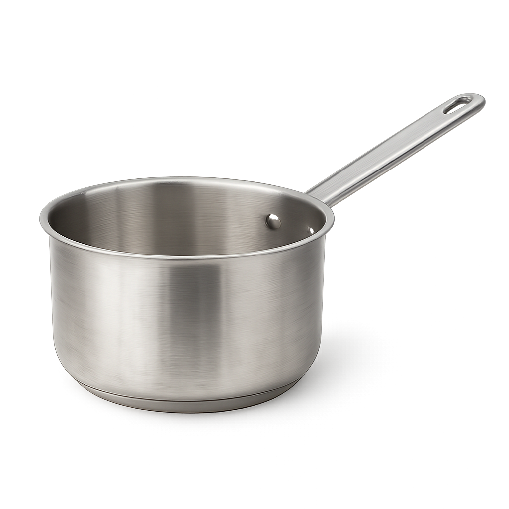 Clean silver frying pan isolated on transparent background