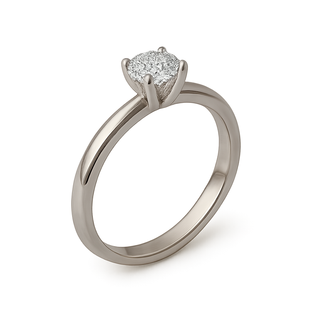 Elegant silver ring with diamond isolated on transparent background