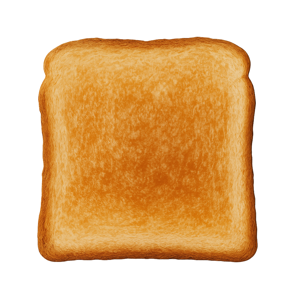 Top view of toasted bread slice on transparent background