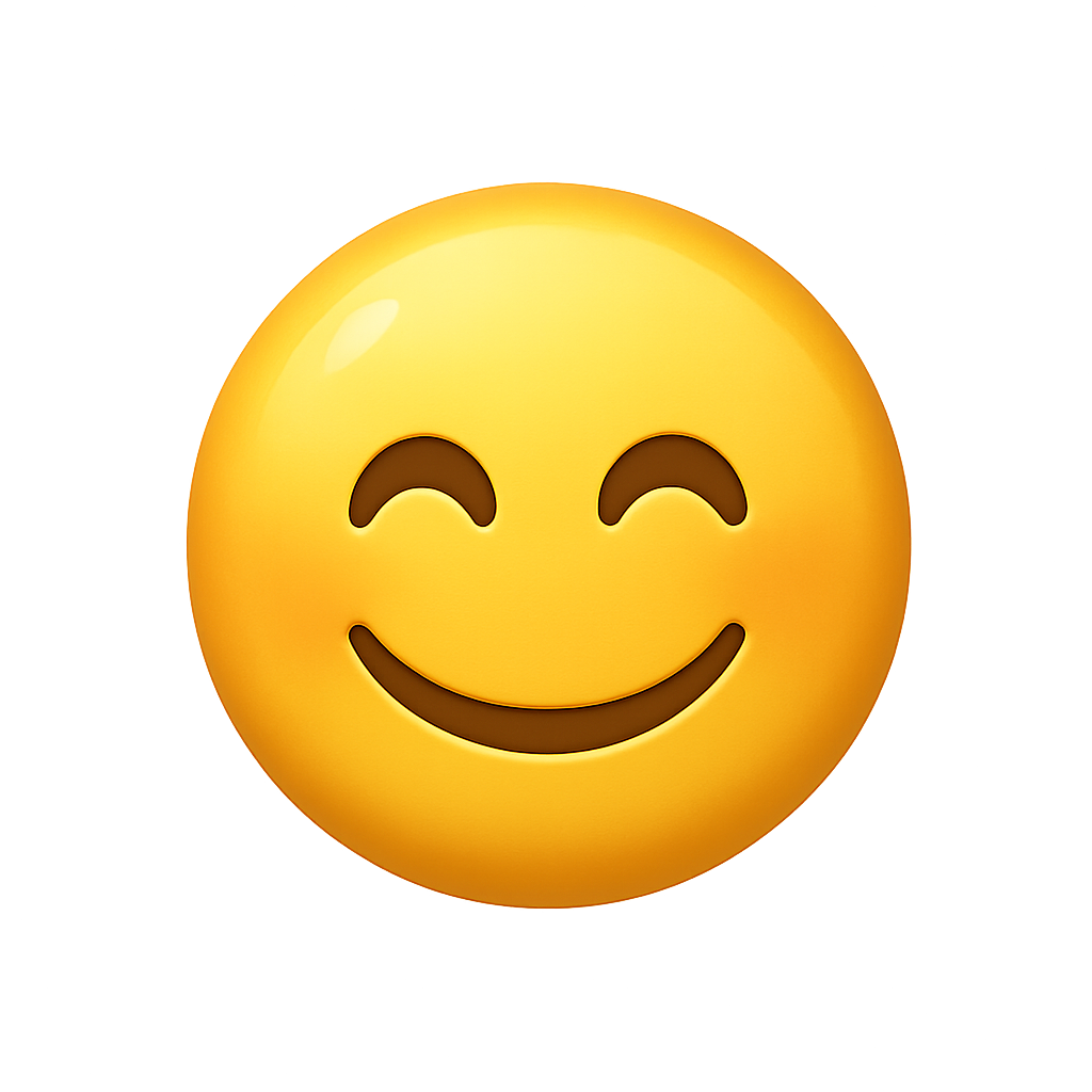 Emoji wajah tersenyum 3D di latar belakang transparan
