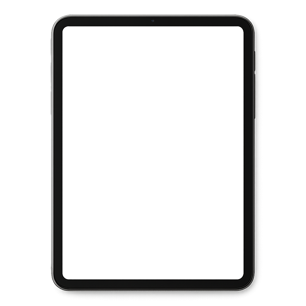Front view of modern tablet device isolated on transparent background