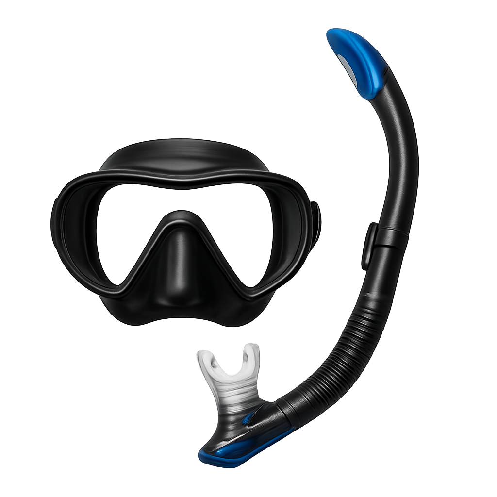 Underwater mask and snorkel isolated on transparent background