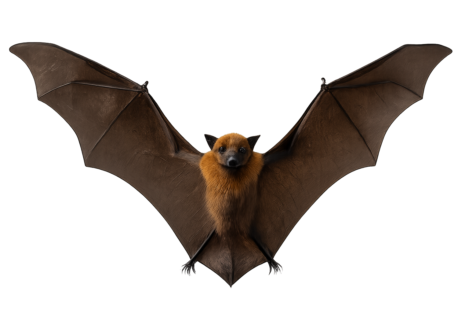 Silueta de murciélago volando sobre fondo transparente