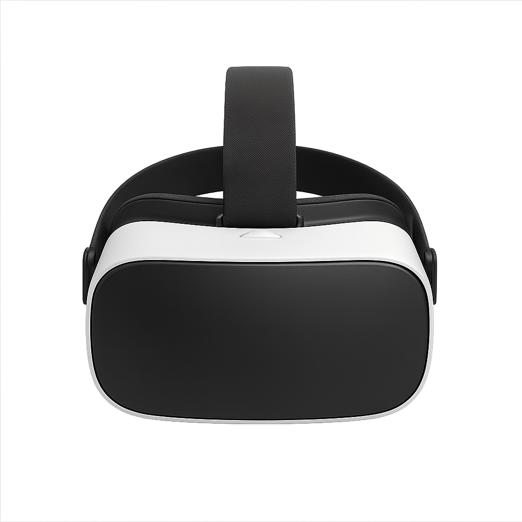 Front view of virtual reality headset isolated on transparent background