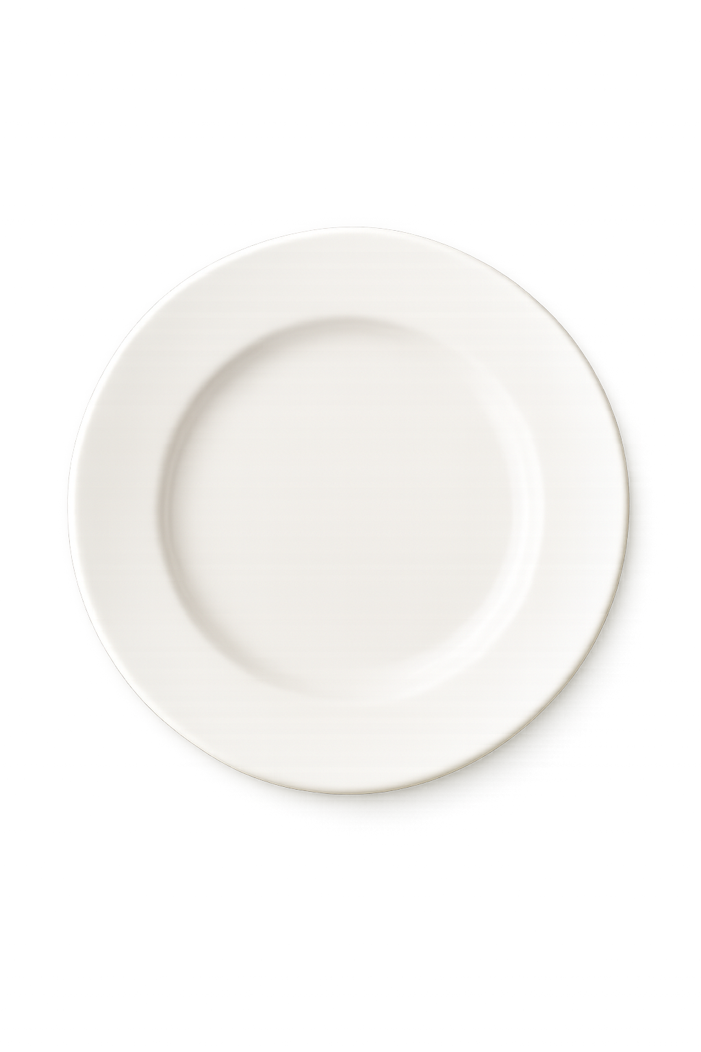 White ceramic plate top view isolated on transparent background