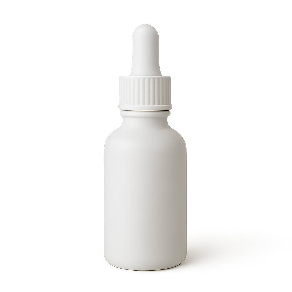 Minimal white cosmetic dropper bottle isolated on transparent background