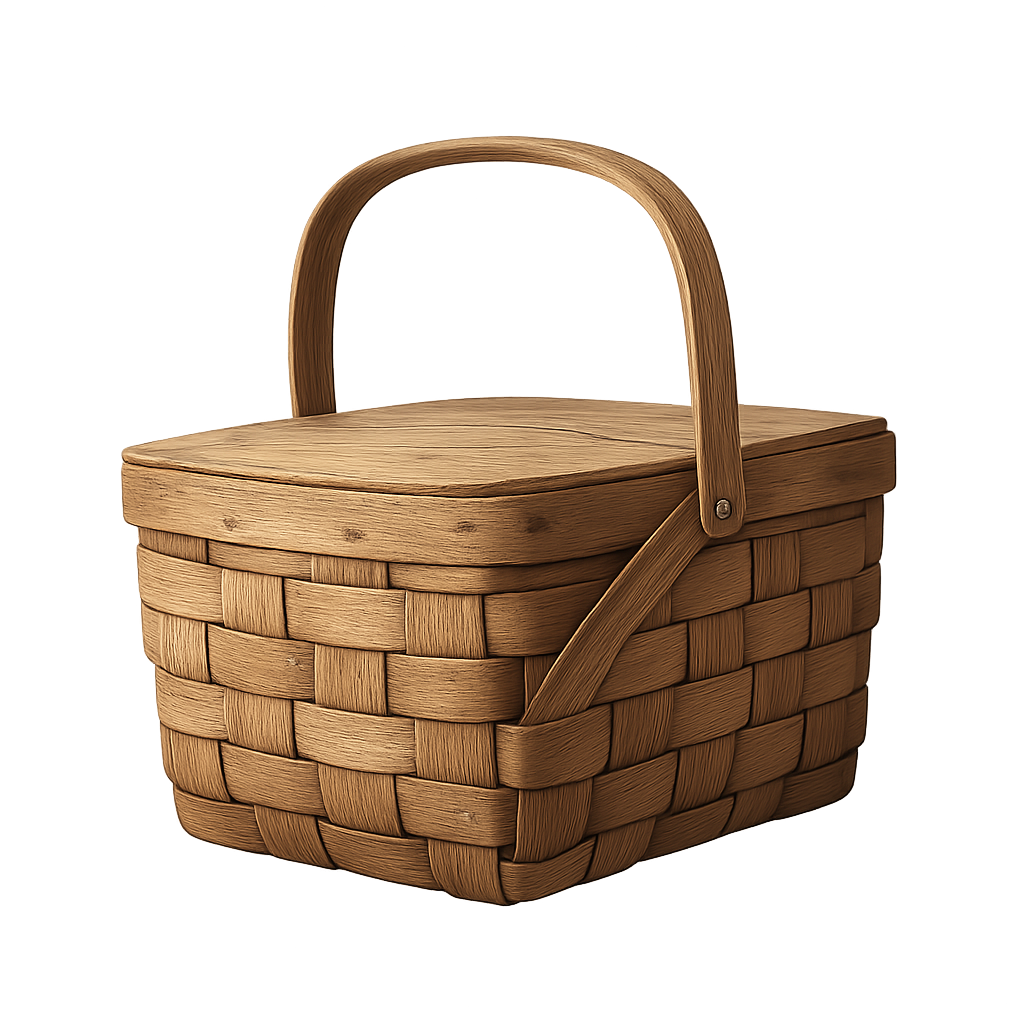 Empty wicker basket on transparent background