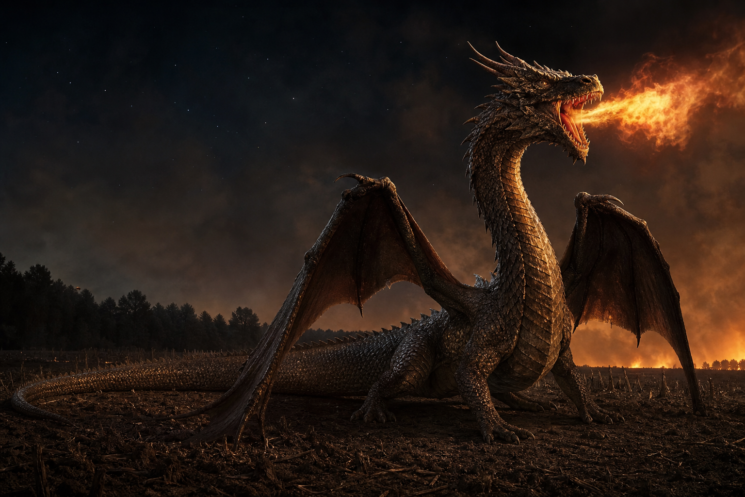 Народный огнедышащий Drache — Grimm Deutsche Sagen (1816–1818): длинное чешуйчатое тело, кожистые крылья, огонь из пасти.