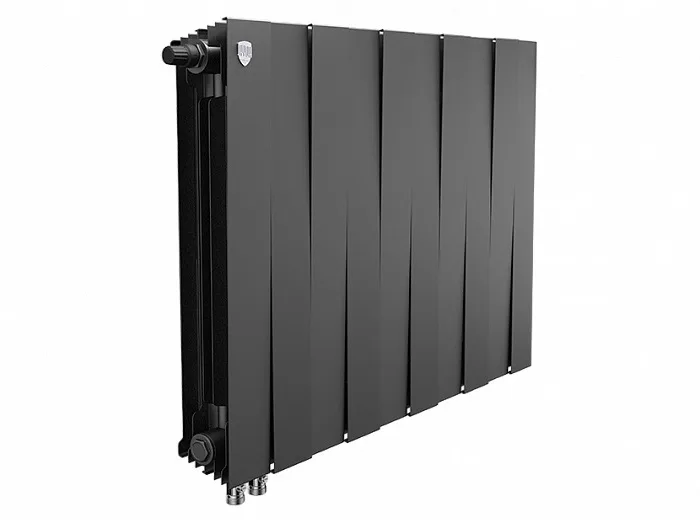 Биметаллический секционный радиатор отопления Royal Thermo Pianoforte Noir Sable 500 / 10 секций нижнее левое подключение