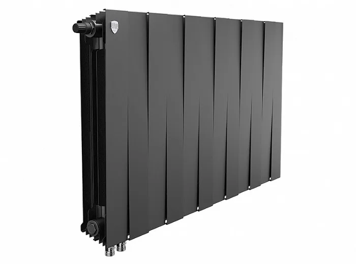 Биметаллический секционный радиатор отопления Royal Thermo Pianoforte Noir Sable 500 / 12 секций нижнее левое подключение