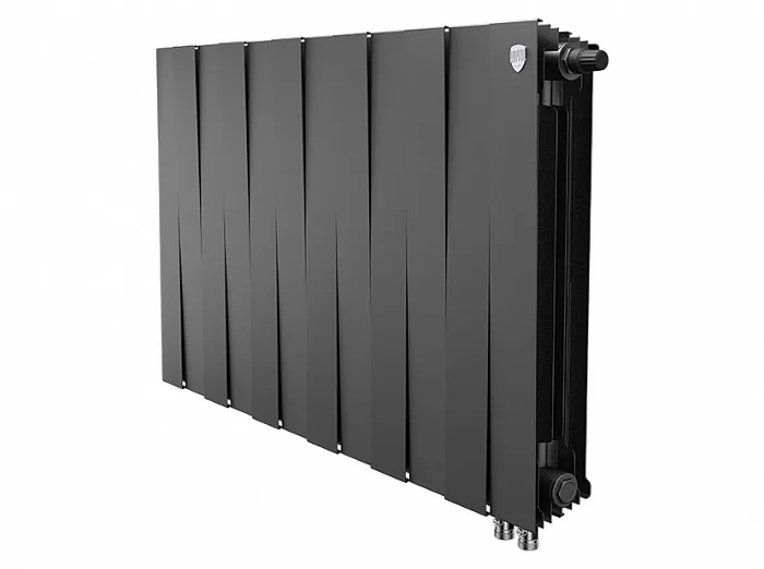 Биметаллический секционный радиатор отопления Royal Thermo Pianoforte Noir Sable 500 / 12 секций нижнее правое подключение