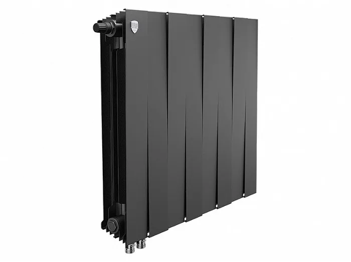 Биметаллический секционный радиатор отопления Royal Thermo Pianoforte Noir Sable 500 / 8 секций нижнее левое подключение