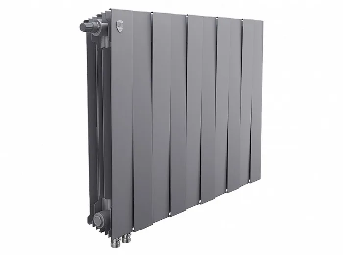 Биметаллический секционный радиатор отопления Royal Thermo Pianoforte Silver Satin 500 / 10 секций нижнее левое подключение