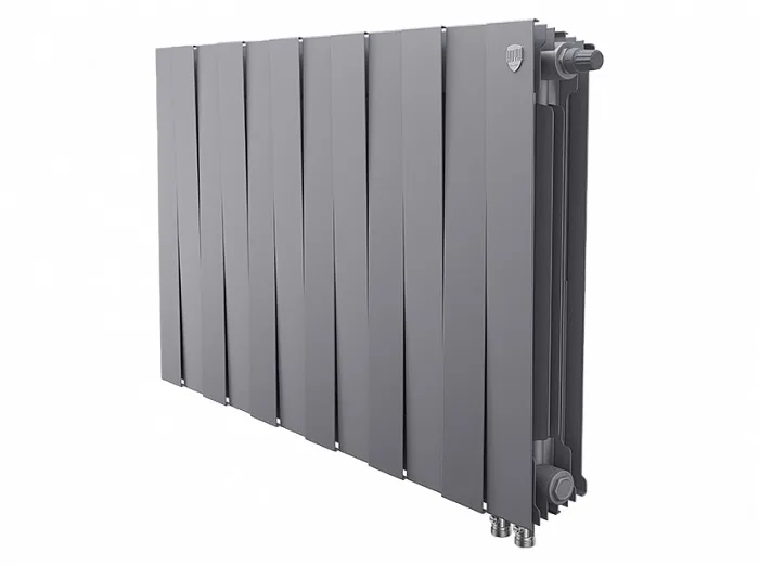 Биметаллический секционный радиатор отопления Royal Thermo Pianoforte Silver Satin 500 / 12 секций нижнее правое подключение