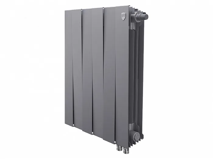 Биметаллический секционный радиатор отопления Royal Thermo Pianoforte Silver Satin 500 / 6 секций нижнее правое подключение