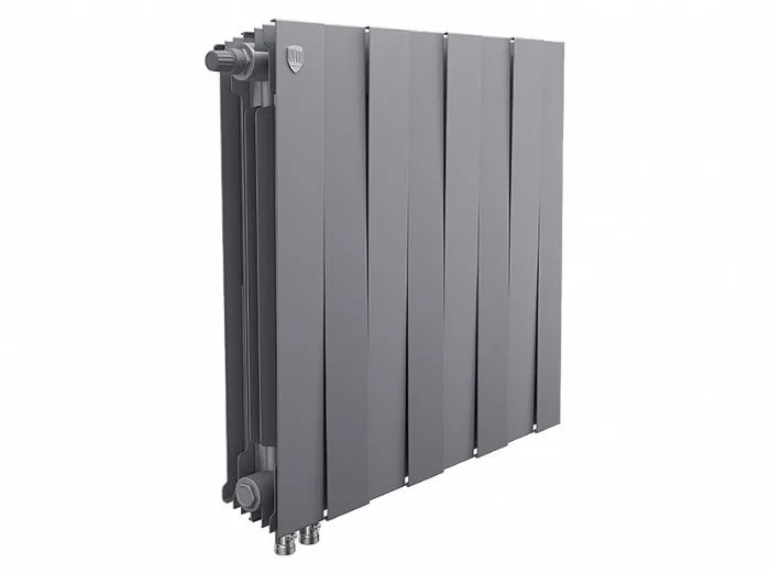 Биметаллический секционный радиатор отопления Royal Thermo Pianoforte Silver Satin 500 / 8 секций нижнее левое подключение