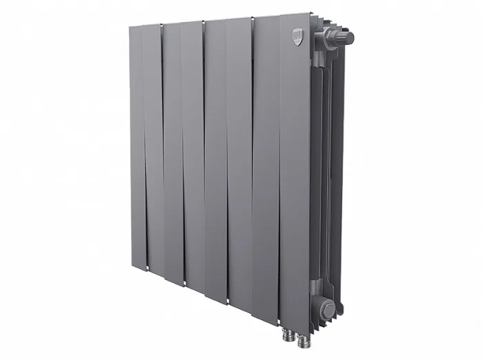 Биметаллический секционный радиатор отопления Royal Thermo Pianoforte Silver Satin 500 / 8 секций нижнее правое подключение