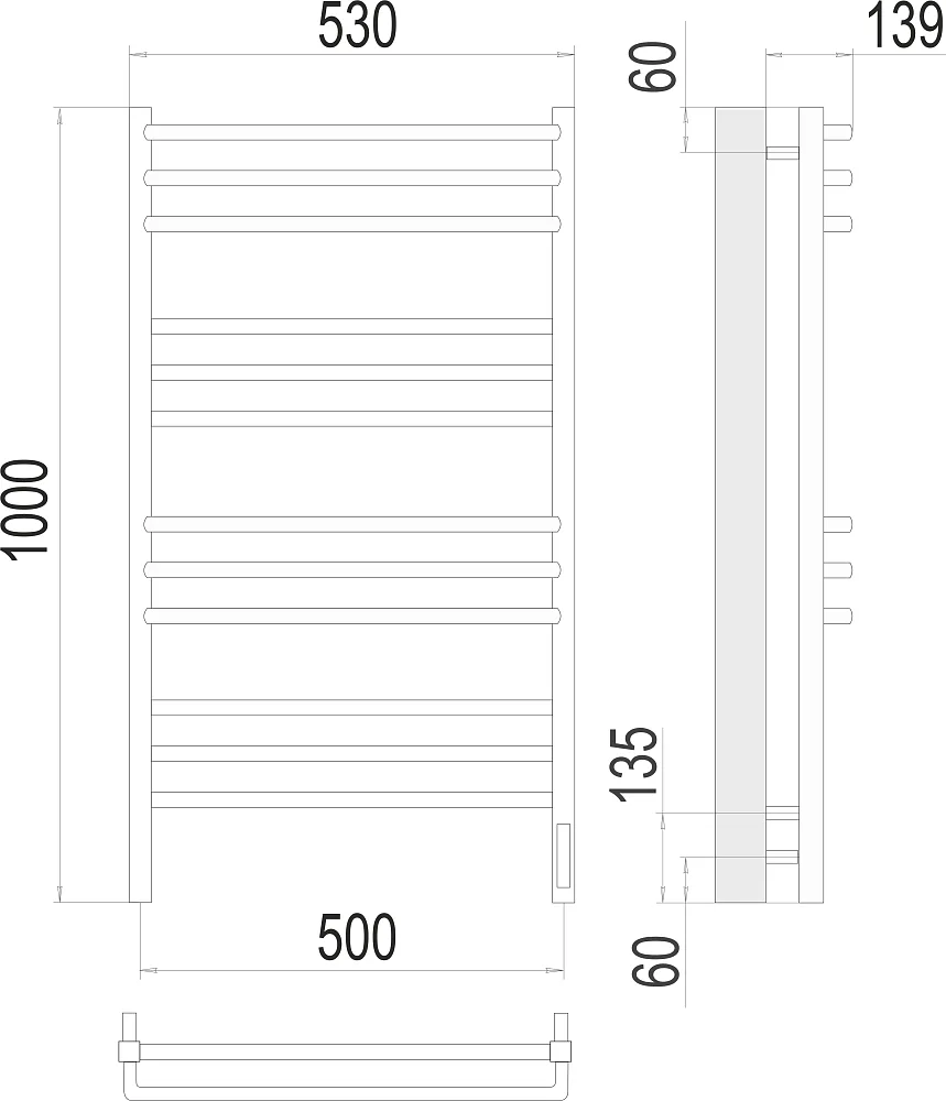 Электрический полотенцесушитель Terminus Сицилия П12 500х1000 электро (sensor quick touch)
