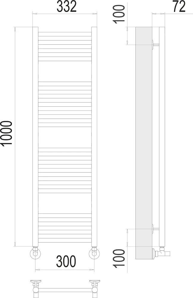 Полотенцесушитель водяной Terminus Аврора П20 300х1000