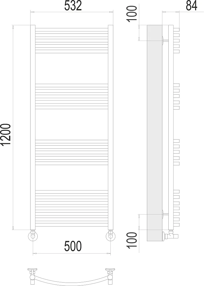 Полотенцесушитель водяной Terminus Классик П22 500х1200