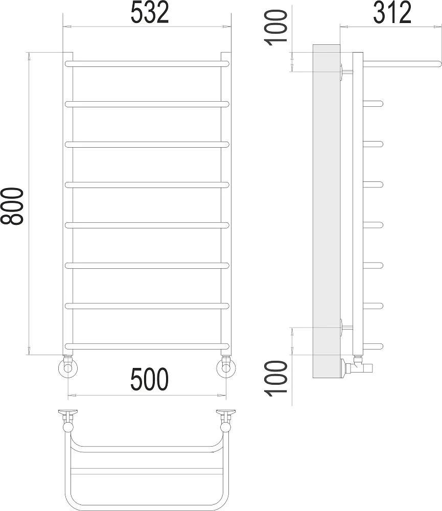Полотенцесушитель водяной Terminus Полка П8 500х800