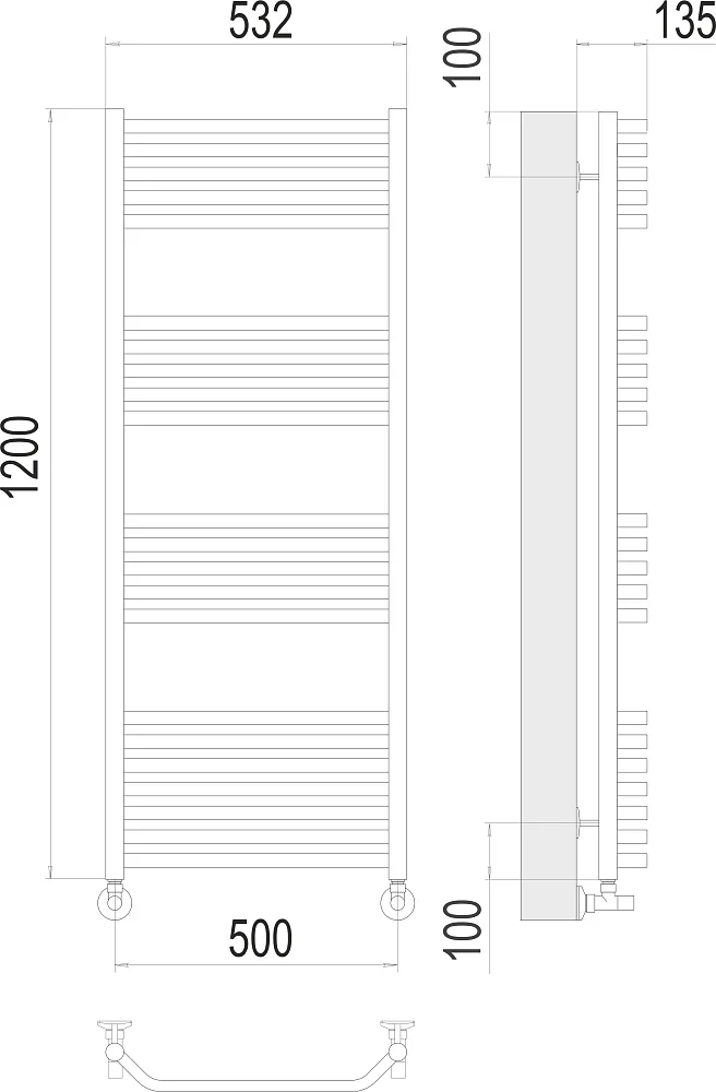 Полотенцесушитель водяной Terminus Виктория П22 500х1200