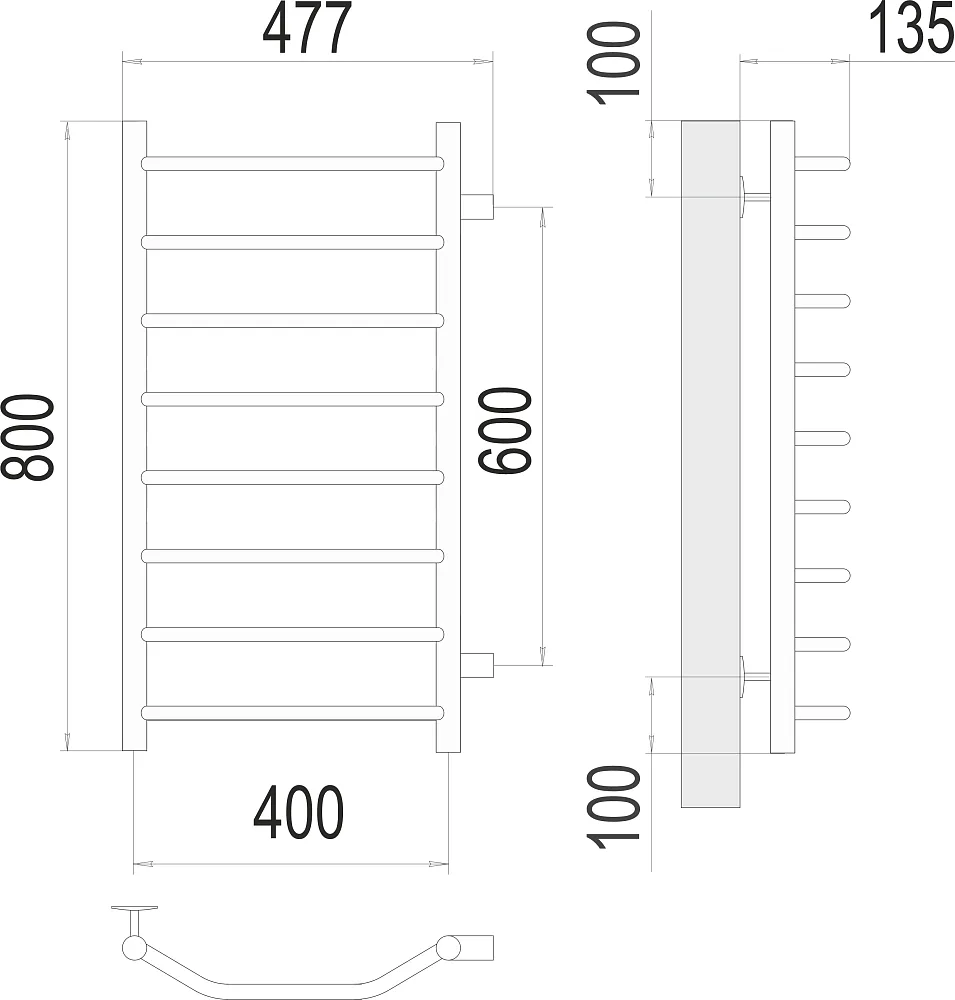 Полотенцесушитель водяной Terminus Виктория П8 400х800 бп600