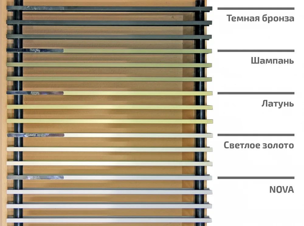 Решетки конвектора КЗТО Бриз Nova, цвет - шампань 380 мм, шаг 12 мм