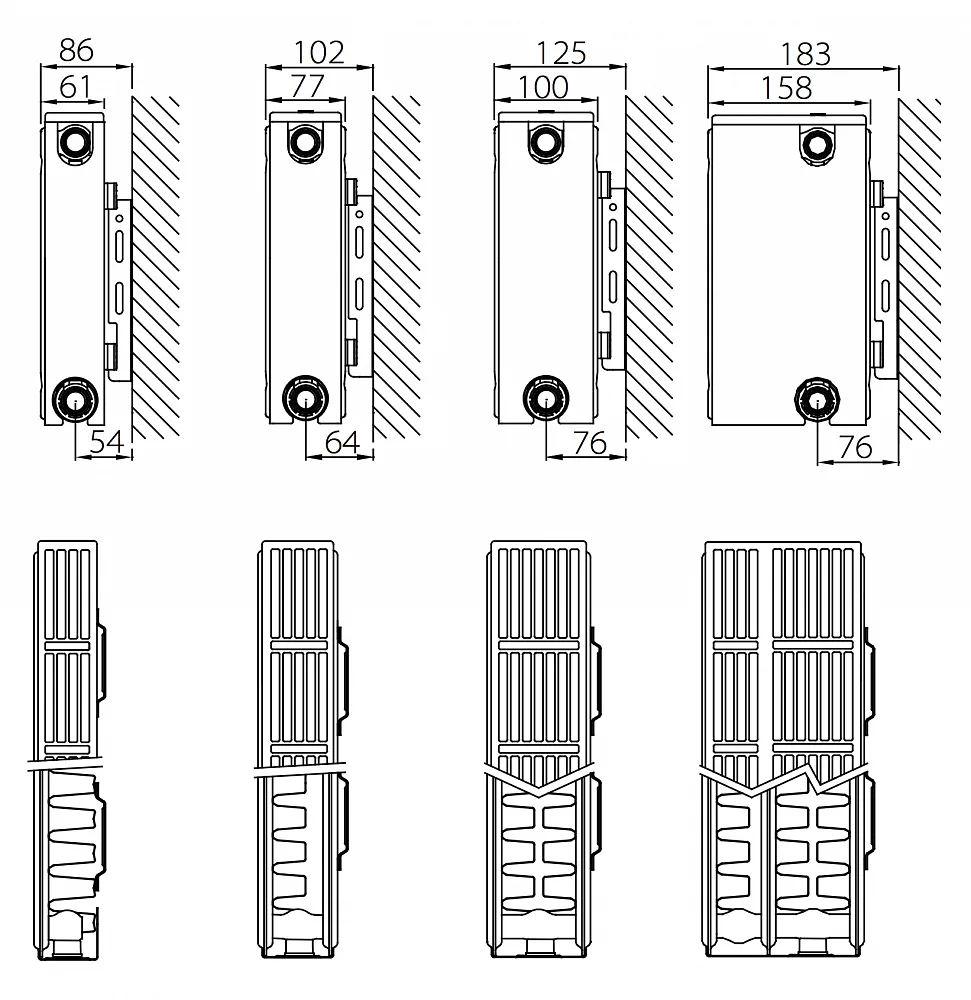 Стальной панельный радиатор отопления с боковым подключением Stelrad Compact 21 09 06