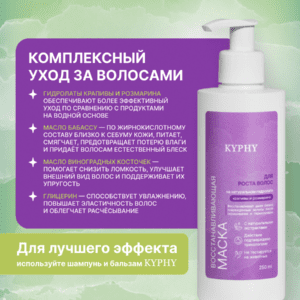 Маска для волос восстанавливающая для роста волос на натуральном гидролате крапивы и розмарина, 250 мл ()