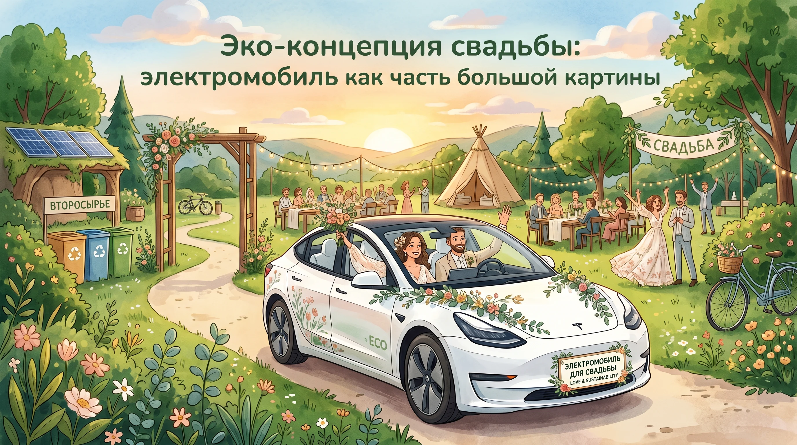 Эко-концепция свадьбы: электромобиль как часть большой картины