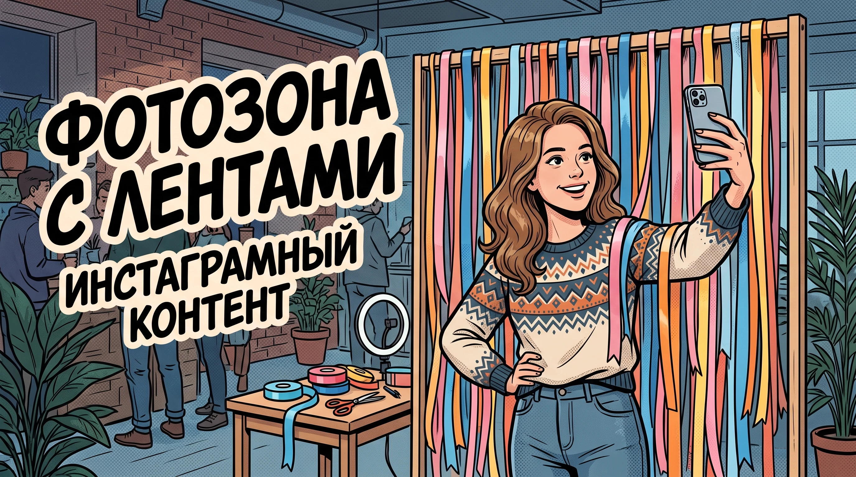 Способ третий: фотозона с лентами - инстаграмный контент без дизайнерского ценника