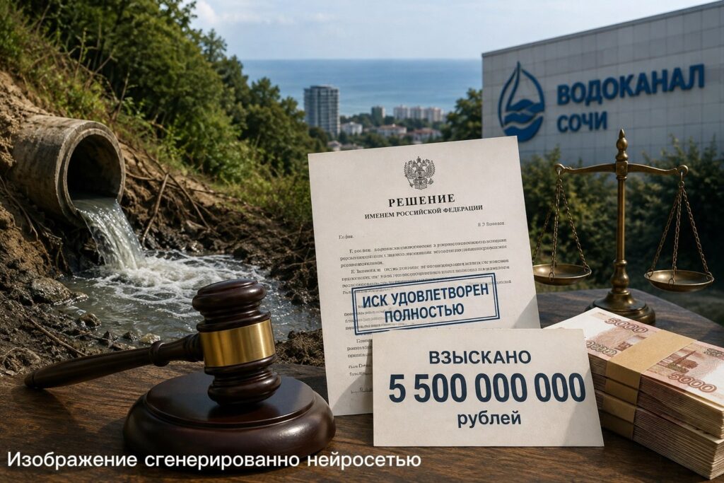 Сочинский суд обязал «Водоканал» выплатить 5,5 млрд рублей за ущерб экологии