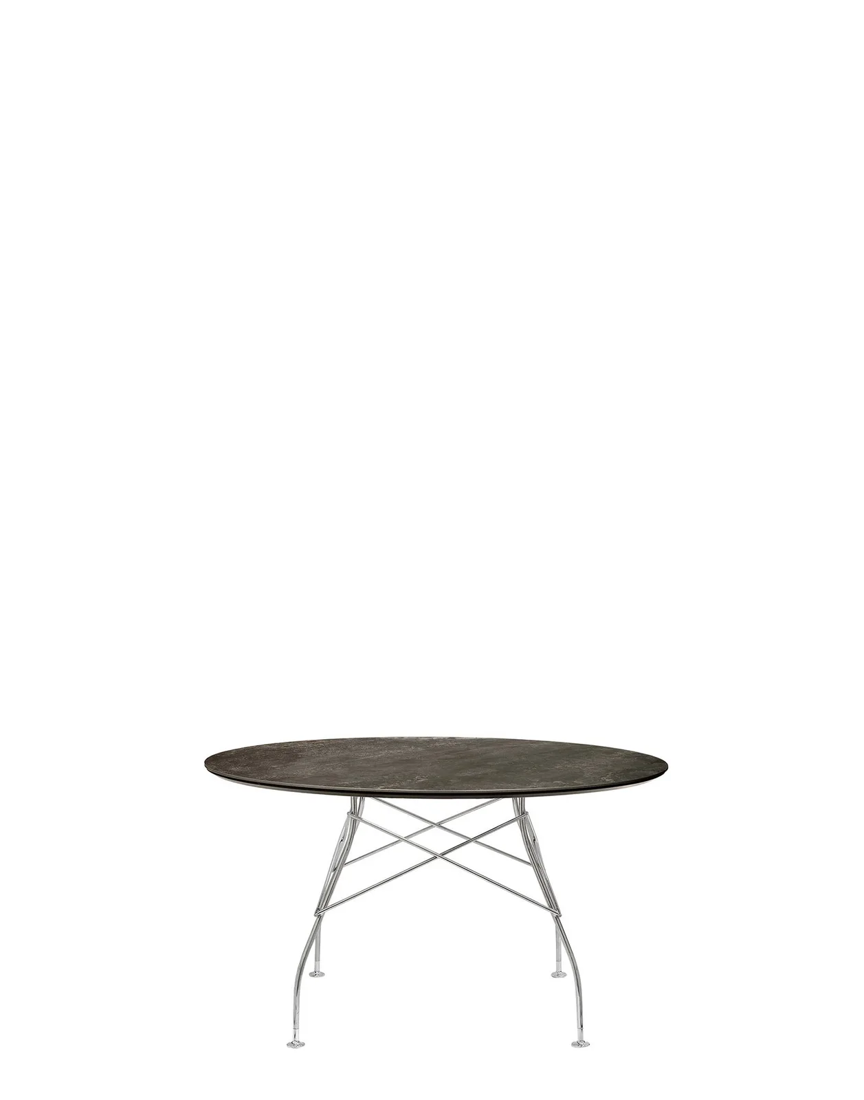 Стол Glossy (черный/хромированный) диаметр 128см, мрамор Kartell, арт. 4584/CN