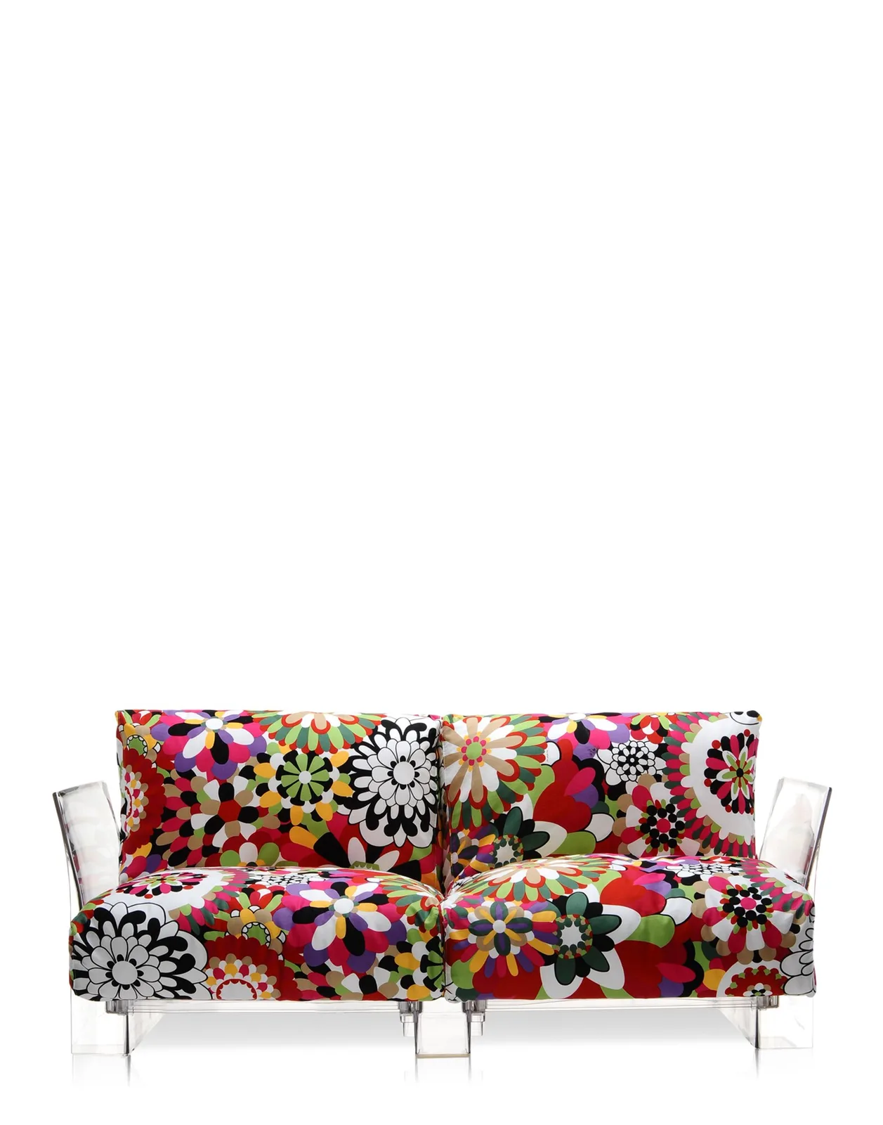 Диван Pop двухсекционный (красный/кристалл) в отделке Missoni Kartell