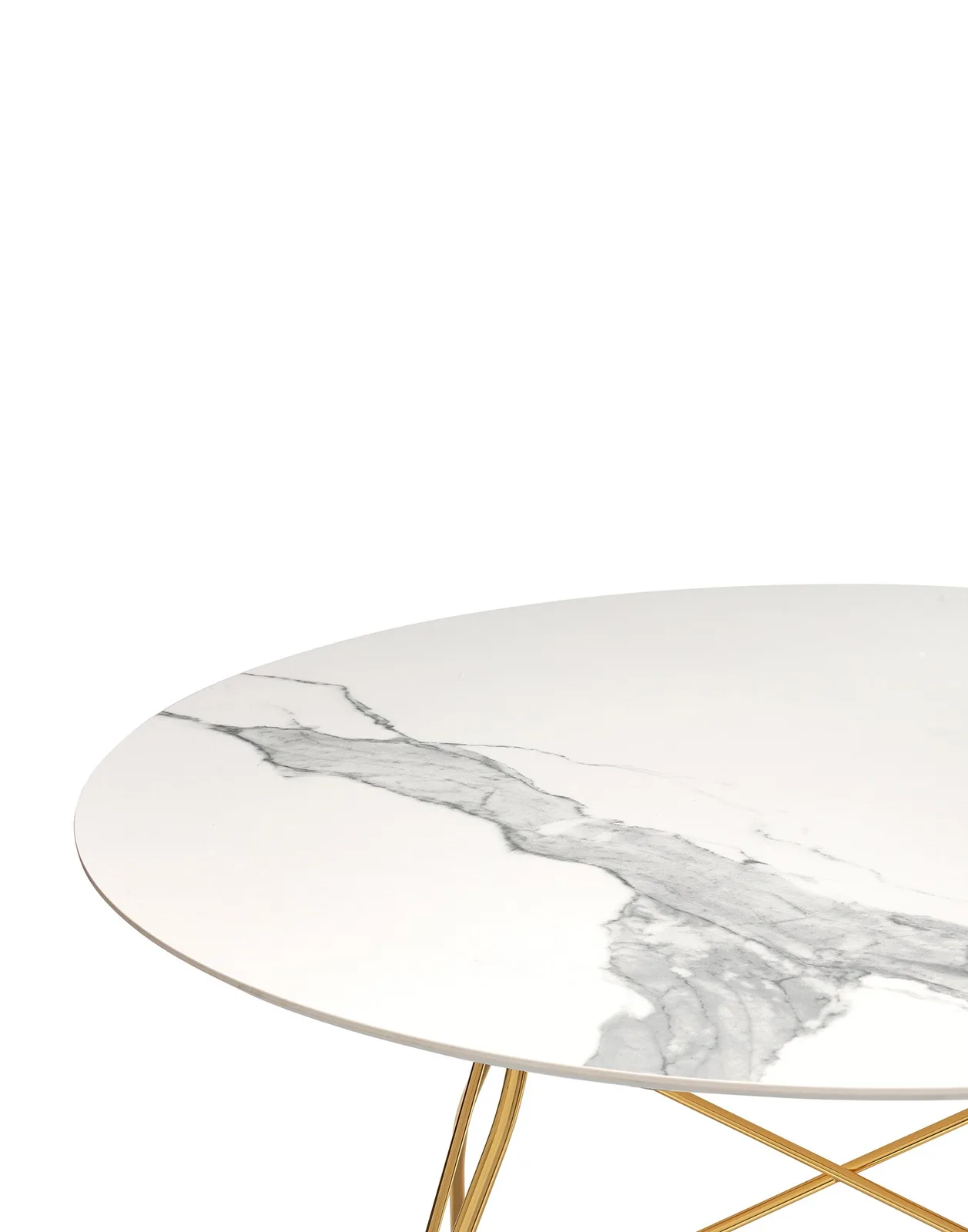 Стол Glossy (белый/золотой) диаметр 118см, мрамор Kartell, арт. 4589/MB — изображение товара 2